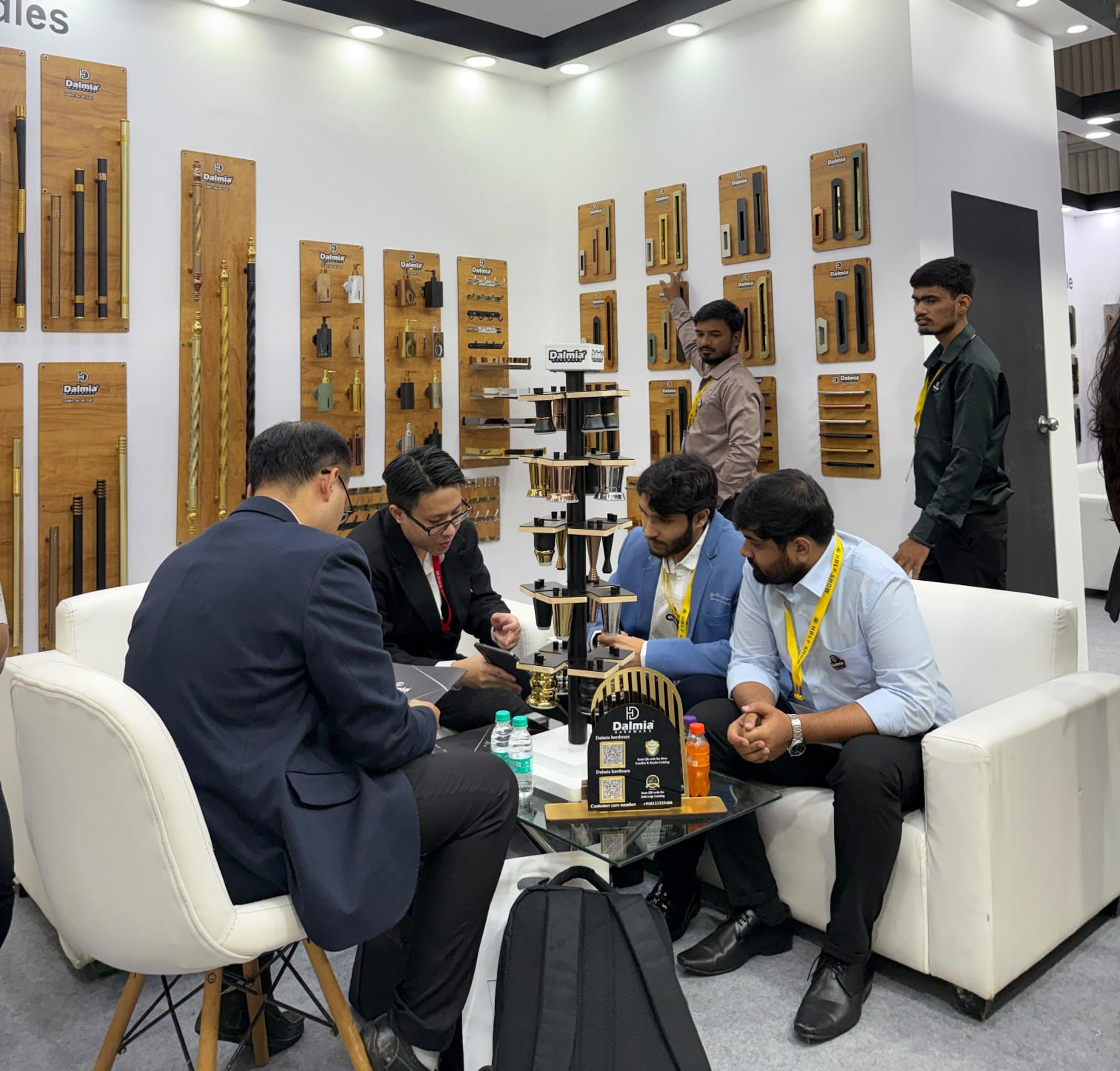 Dalmia Hardware team meeting with visitors at the HBLF Bangalore 2026 stall